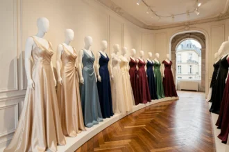 Sélection de robes de soirée élégantes dans une boutique de Centre-Val de Loire