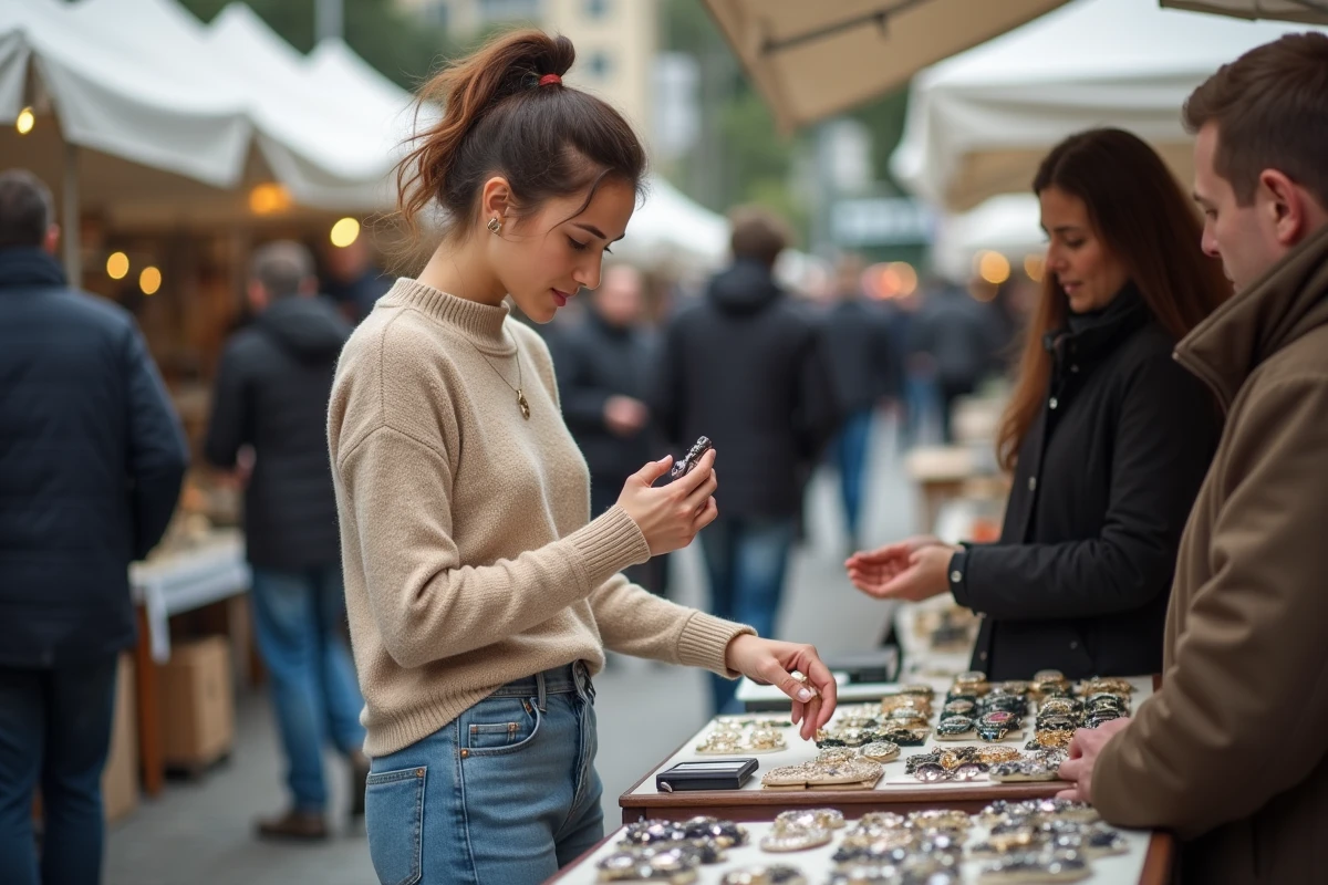 Jeune femme inspectant une montre d