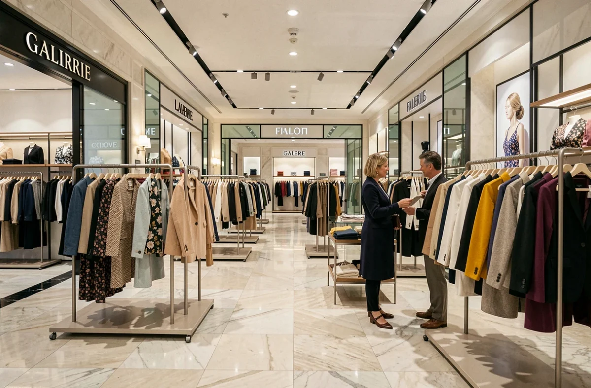 Rayon mode femme des Galeries Lafayette de La Roche-sur-Yon avec collections prêt-à-porter exposées