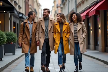 Groupe de jeunes adultes en mode tendance dans la ville